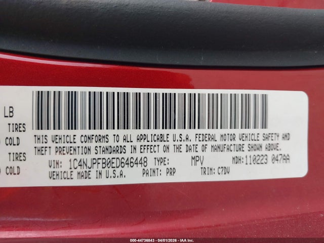 Продажа на аукционе авто 2014 Jeep Patriot Latitude, vin: 1C4NJPFB0ED646448, номер лота: 44736843