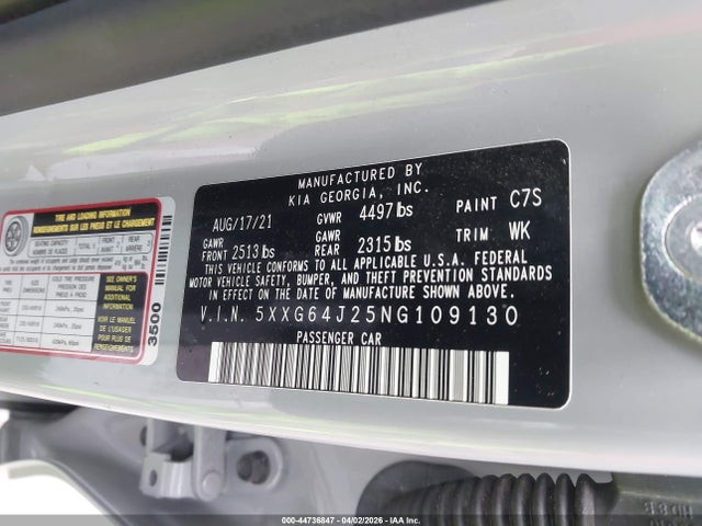 2022 Kia K5 Gt-line მანქანა იყიდება აუქციონზე, vin: 5XXG64J25NG109130, აუქციონის ნომერი: 44736847