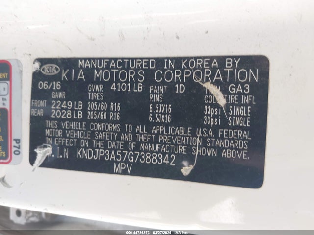 KIA SOUL + 2016 KNDJP3A57G7388342 Image 9
