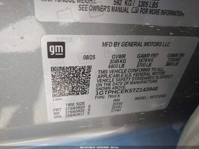44736876 :رقم المزاد ، 1GTPHCEK5TZ143948 vin ، 2026 Gmc Sierra 1500 , Short Bed, Elevation, Rwd مزاد بيع