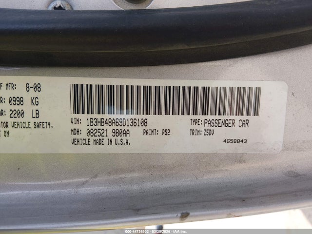 Продажа на аукционе авто 2009 Dodge Caliber Sxt, vin: 1B3HB48A69D136108, номер лота: 44736902