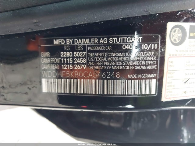 Aukcja sprzedaży 2012 Mercedes-benz E 350, vin: WDDHF5KB0CA546248, numer aukcji: 44736990
