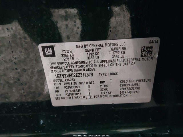 GMC Sierra 1500 Slt 2014 1GTV2VEC2EZ312579 Image 9