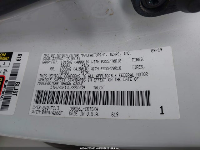 5TFUY5F17LX884439 Toyota Tundra Sr5