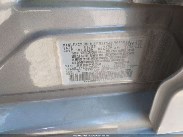 Aukcja sprzedaży 2022 Nissan Sentra S Xtronic Cvt, vin: 3N1AB8BV2NY240494, numer aukcji: 44737025