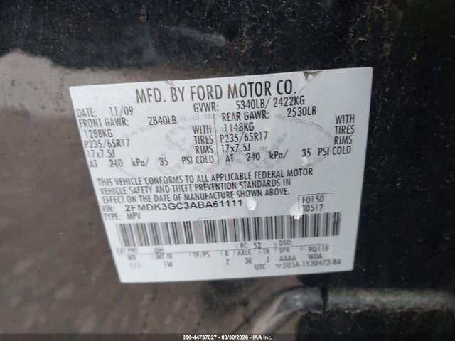 Aukcja sprzedaży 2010 Ford Edge Se, vin: 2FMDK3GC3ABA61111, numer aukcji: 44737027