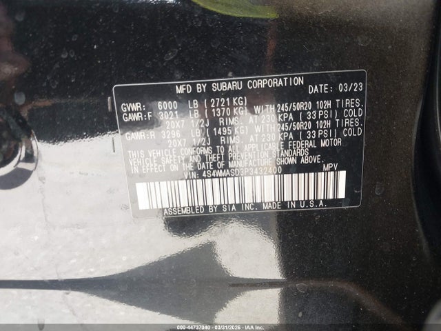 2023 SUBARU ASCENT 4S4WMASD3P3432400 Photo 8