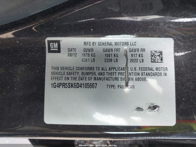 44737044 :رقم المزاد ، 1G4PR5SK6D4105667 vin ، 2013 Buick Verano Convenience Group مزاد بيع