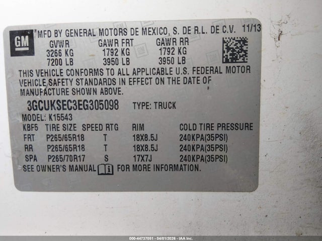 2014 CHEVROLET SILVERADO 1500 3GCUKSEC3EG305098 Photo 8