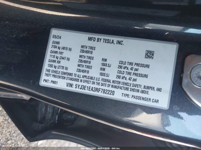 2024 TESLA MODEL 3 5YJ3E1EA3RF782220 Photo 8