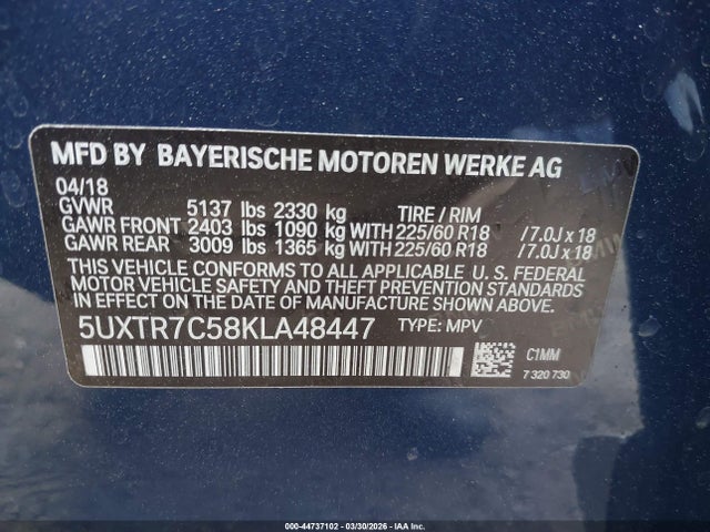 2019 BMW X3 5UXTR7C58KLA48447 Photo 8