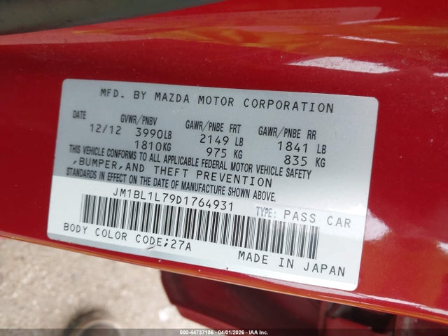 Aukcja sprzedaży 2013 Mazda Mazda3 I Touring, vin: JM1BL1L79D1764931, numer aukcji: 44737106