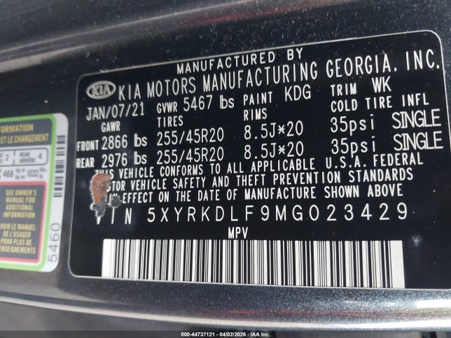5XYRKDLF9MG023429 KIA SORENTO SX