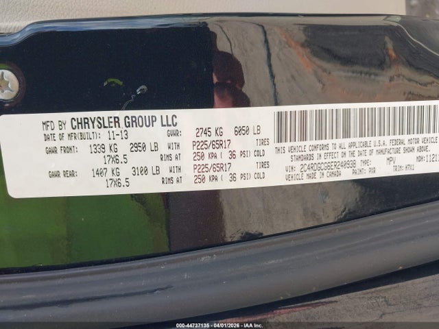 Продаж на аукціоні авто 2014 Dodge Grand Caravan Sxt, vin: 2C4RDGCG6ER240938, номер лоту: 44737135