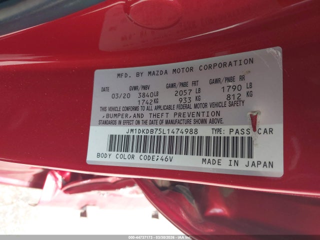 Aukcja sprzedaży 2020 Mazda Cx-3 Sport, vin: JM1DKDB75L1474988, numer aukcji: 44737173