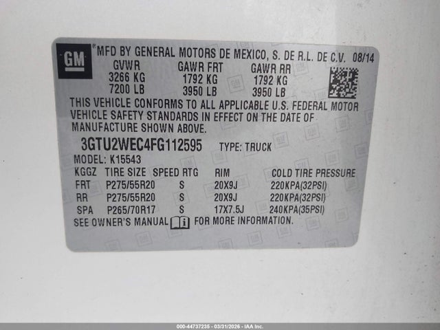 2015 GMC SIERRA 1500 3GTU2WEC4FG112595 Photo 8