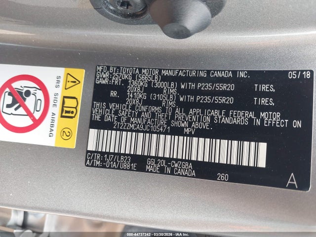 2018 Lexus Rx 350 მანქანა იყიდება აუქციონზე, vin: 2T2ZZMCA9JC105471, აუქციონის ნომერი: 44737242