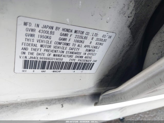 2006 ACURA TSX JH4CL96986C019058 Photo 8