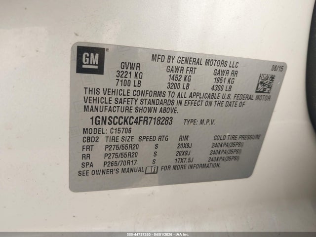 1GNSCCKC4FR718283 Chevrolet Tahoe Ltz