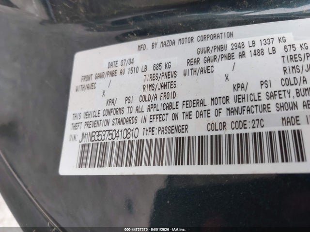 Aukcja sprzedaży 2005 Mazda Mx-5 Miata Ls, vin: JM1NB353750410810, numer aukcji: 44737270