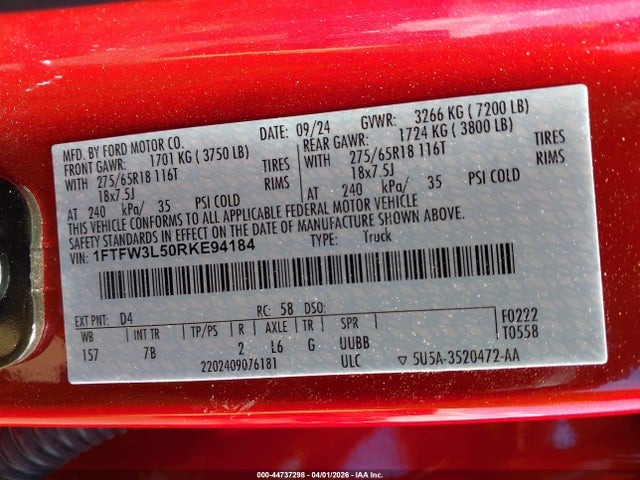 1FTFW3L50RKE94184 Ford F-150 Xlt