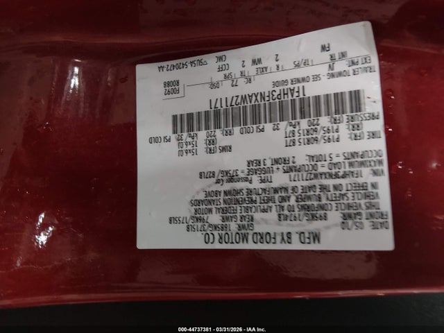 2010 Ford Focus Se მანქანა იყიდება აუქციონზე, vin: 1FAHP3FNXAW271171, აუქციონის ნომერი: 44737381