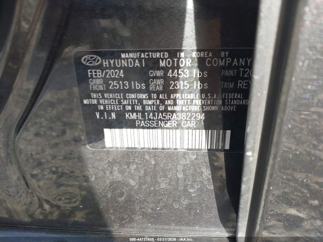 2024 Hyundai Sonata Sel მანქანა იყიდება აუქციონზე, vin: KMHL14JA5RA382294, აუქციონის ნომერი: 44737405
