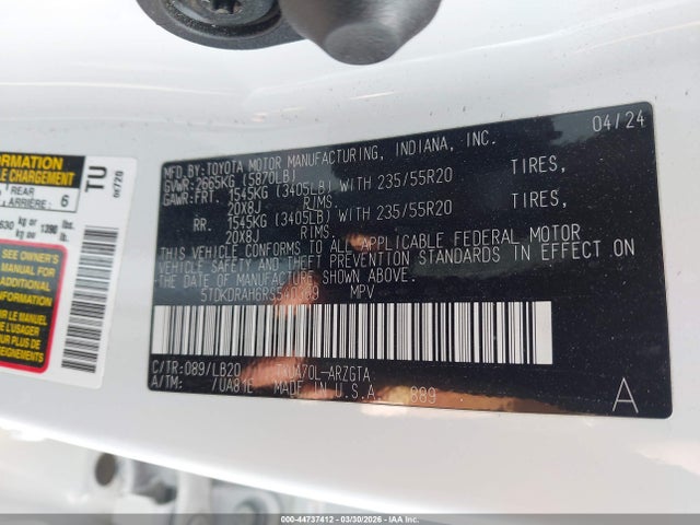 Toyota Highlander Limited 2024 5TDKDRAH6RS540369 Image 9