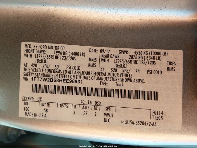 1FT7W2B68HEE98831 Ford F-250 Lariat