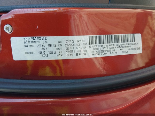 Продаж на аукціоні авто 2018 Chrysler Pacifica Limited, vin: 2C4RC1GG2JR288098, номер лоту: 44737439