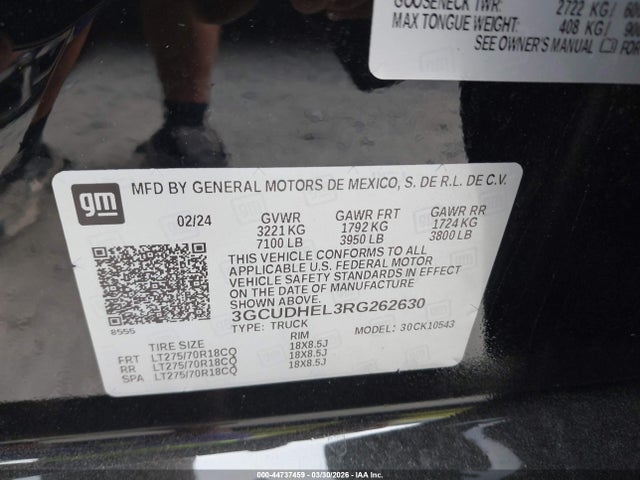 Продажа на аукционе авто 2024 Chevrolet Silverado 1500 4wd  Short Bed Zr2, vin: 3GCUDHEL3RG262630, номер лота: 44737459