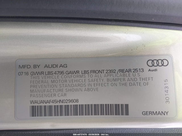 2017 AUDI A4 WAUANAF45HN029608 Photo 8