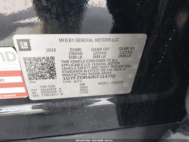 Продажа на аукционе авто 2019 Cadillac Xt4 Premium Luxury, vin: 1GYFZDR42KF114752, номер лота: 44737505