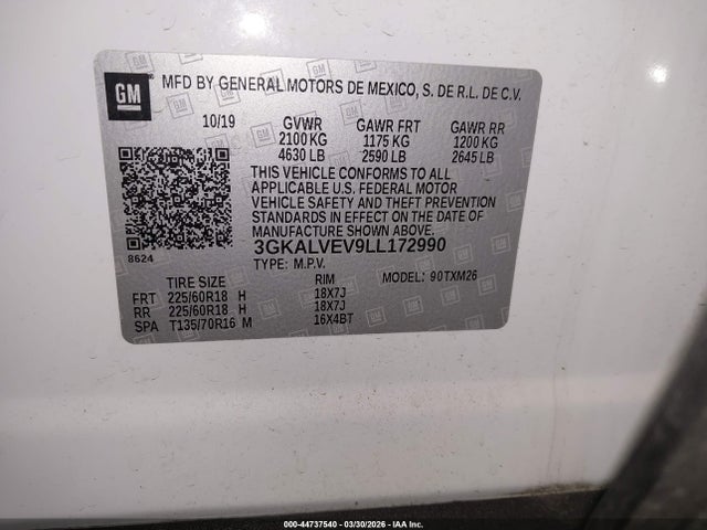 Продажа на аукционе авто 2020 Gmc Terrain Awd Slt, vin: 3GKALVEV9LL172990, номер лота: 44737540