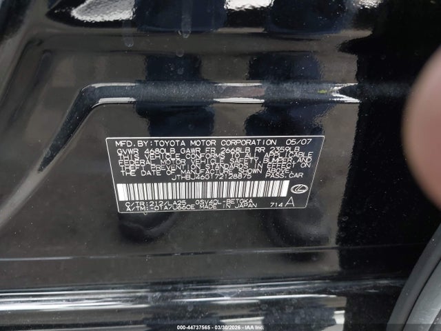 Продаж на аукціоні авто 2007 Lexus Es 350, vin: JTHBJ46G172128875, номер лоту: 44737565
