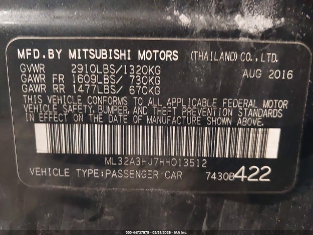 2017 MITSUBISHI MIRAGE ML32A3HJ7HH013512 Photo 8