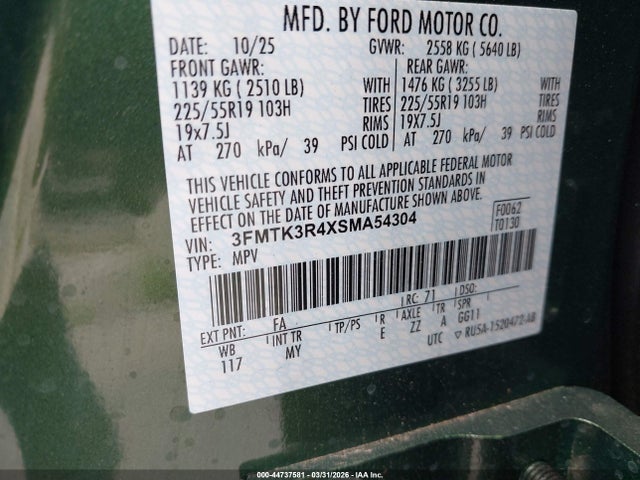 3FMTK3R4XSMA54304 Ford Mustang Mach-e Premium