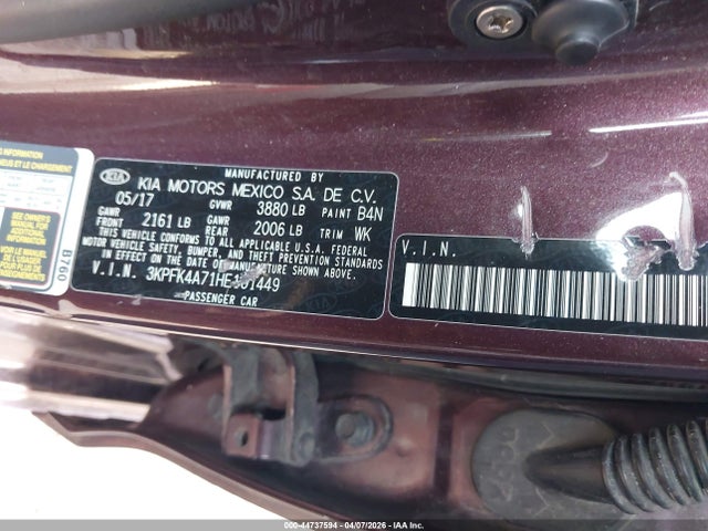 Aukcja sprzedaży 2017 Kia Forte Lx, vin: 3KPFK4A71HE161449, numer aukcji: 44737594