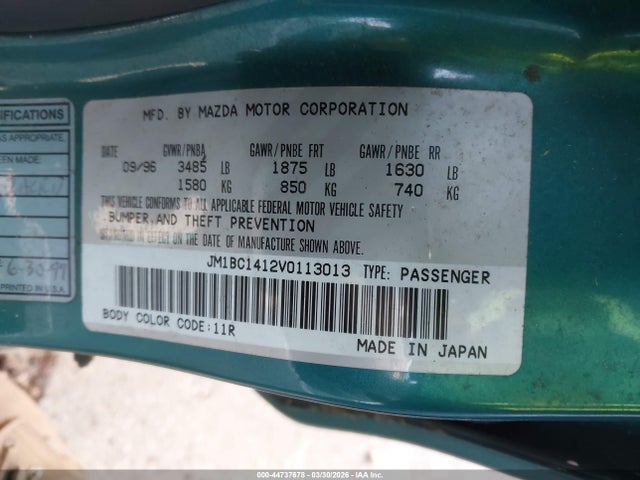 Aukcja sprzedaży 1997 Mazda Protege Dx/lx, vin: JM1BC1412V0113013, numer aukcji: 44737678