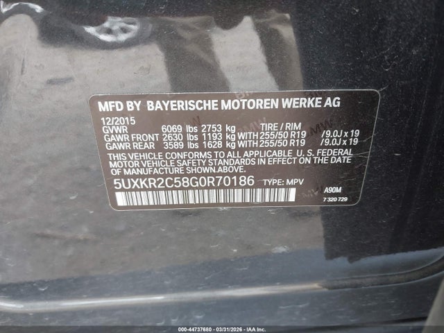 Продажа на аукционе авто 2016 Bmw X5 Sdrive35i, vin: 5UXKR2C58G0R70186, номер лота: 44737680