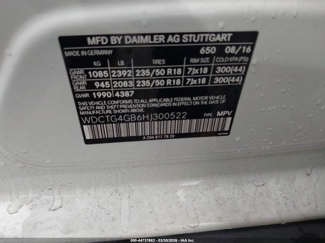 WDCTG4GB6HJ300522 Mercedes-Benz Gla 250 4matic