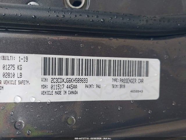 Продажа на аукционе авто 2019 Dodge Charger Sxt Awd, vin: 2C3CDXJG6KH589693, номер лота: 44737718