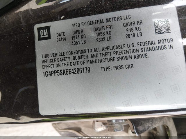 Продажа на аукционе авто 2014 Buick Verano, vin: 1G4PP5SK6E4206179, номер лота: 44737760