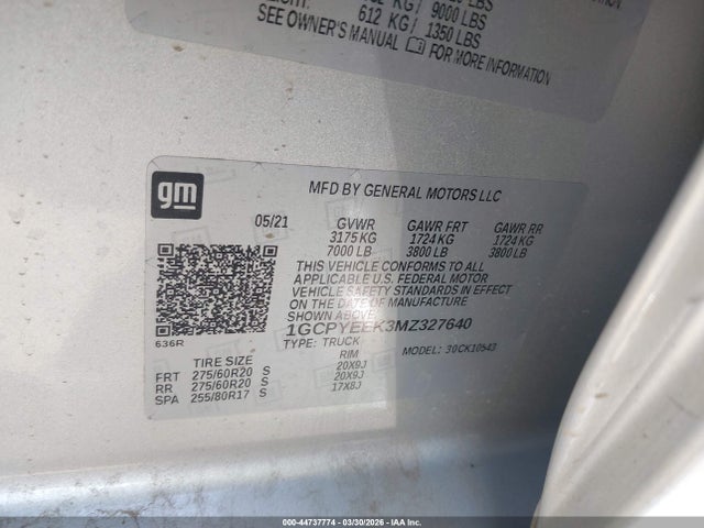 1GCPYEEK3MZ327640 Chevrolet Silverado 1500 4wd Short Bed Rst