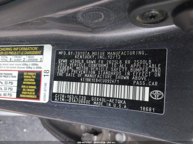 4T1BK1EB4EU092471 Toyota Avalon Xle Touring