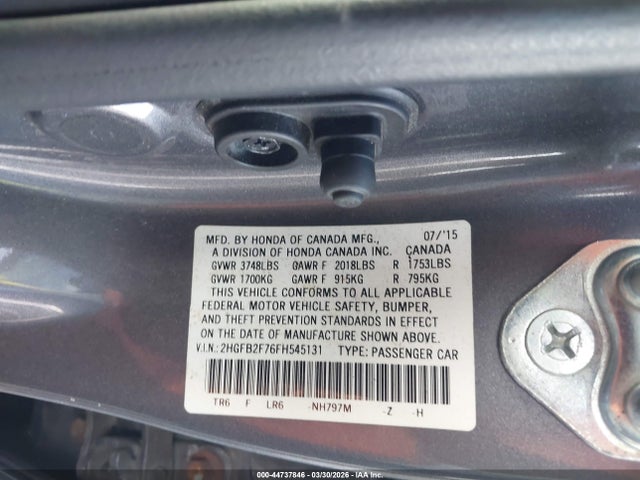 Honda CIVIC SE 2015 2HGFB2F76FH545131 Image 9