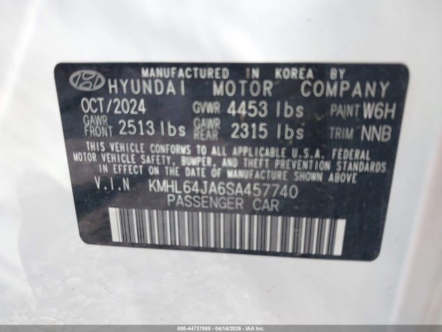 2025 Hyundai Sonata Sel მანქანა იყიდება აუქციონზე, vin: KMHL64JA6SA457740, აუქციონის ნომერი: 44737880