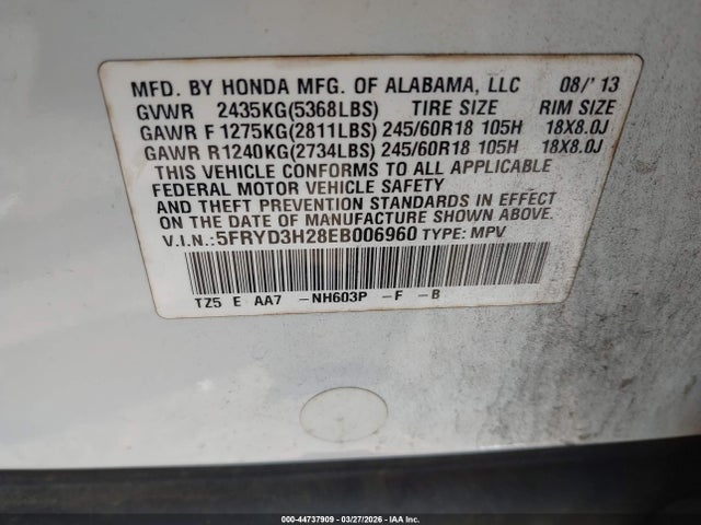 Продаж на аукціоні авто 2014 Acura Mdx, vin: 5FRYD3H28EB006960, номер лоту: 44737909