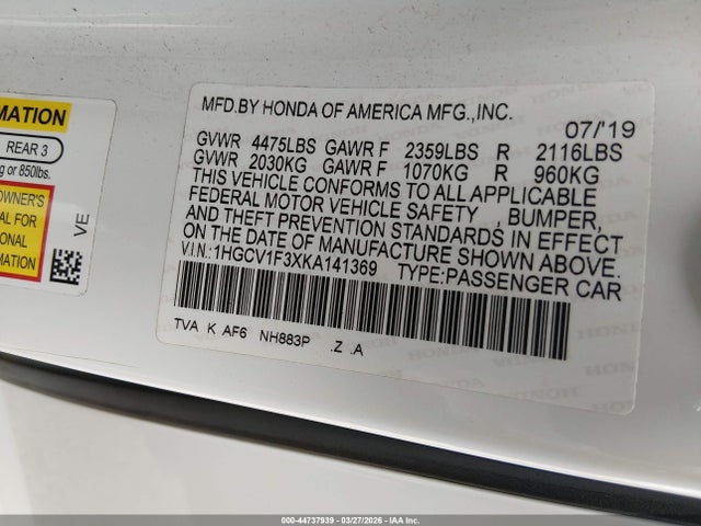 1HGCV1F3XKA141369 Honda Accord Sport