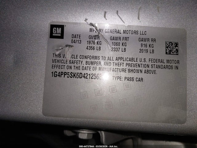 Продаж на аукціоні авто 2013 Buick Verano, vin: 1G4PP5SK6D4212563, номер лоту: 44737944